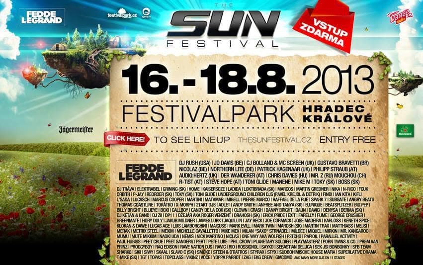 The SUN Festival 2013 - plakát Festivalpark Hradec Králové, headliner Fedde Le Grand